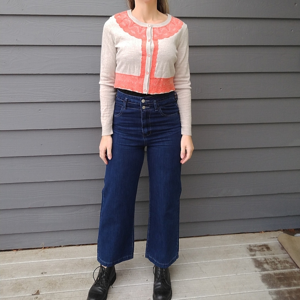 new HIGH WAIST WIDE LEG jeans S (K6)